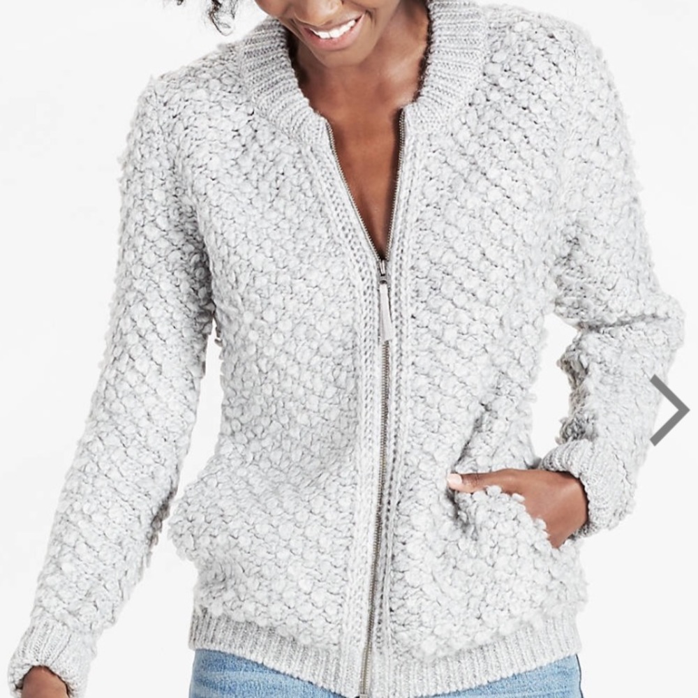 Lucky Brand Grey Bomber Sweater